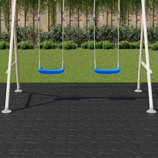 vidaXL L&eacute;pőkő 6 pcs Fekete 40,5 x 40,5 x 2 cm Gumi