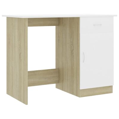 vidaXL fehér-sonoma színű forgácslap íróasztal 100 x 50 x 76 cm