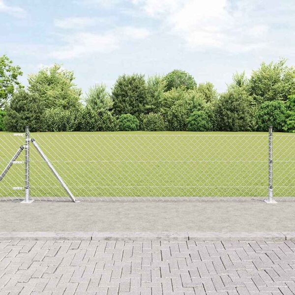 vidaXL Ker&iacute;t&eacute;soszlop Ez&uuml;st 10 x 0,6 m (40 x 40 mm-es h&aacute;l&oacute;) Ac&eacute;l