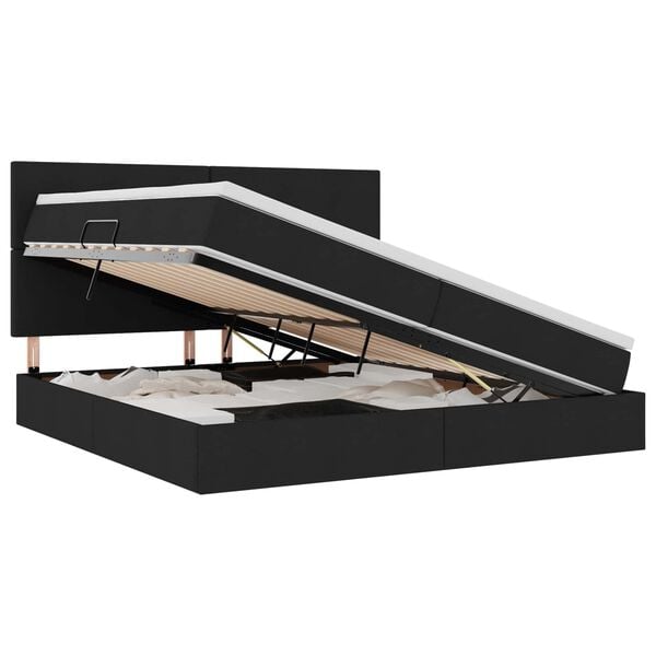 vidaXL &Aacute;gy t&aacute;rol&oacute;val &eacute;s matraccal Fekete 200 x 200 cm Poli&eacute;szter