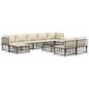 vidaXL 10 r&eacute;szes antracitsz&uuml;rke polyrattan kerti &uuml;lőgarnit&uacute;ra p&aacute;rn&aacute;val