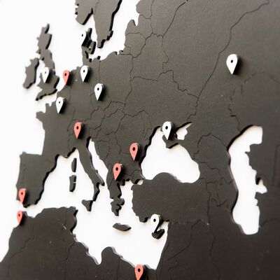 MiMi Innovations Luxury fekete világtérkép fali dekoráció 180 x 108 cm