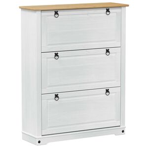 vidaXL Cipőszekr&eacute;ny Corona Feh&eacute;r 99 x 32 x 122 cm T&ouml;m&ouml;r fenyőfa