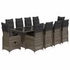 vidaXL 11 r&eacute;szes sz&uuml;rke polyrattan kerti bisztr&oacute;garnit&uacute;ra p&aacute;rn&aacute;kkal