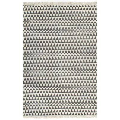 vidaXL fekete/fehér mintás kilim pamutszőnyeg 160 x 230 cm