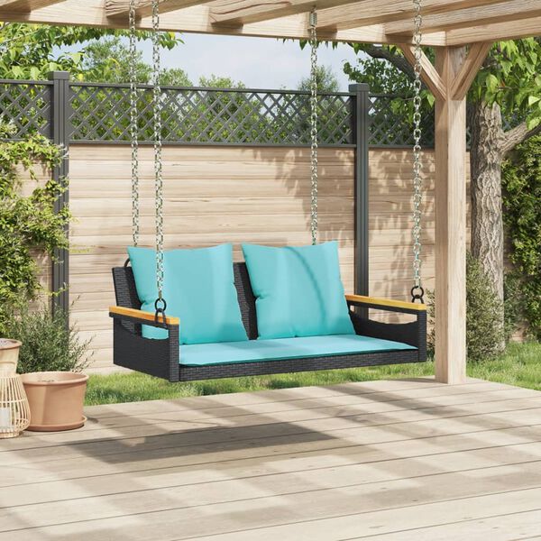 vidaXL fekete polyrattan hintapad p&aacute;rn&aacute;kkal 109 x 62 x 40 cm