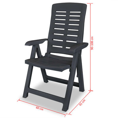 vidaXL 6 db antracitszürke dönthető műanyag kerti szék