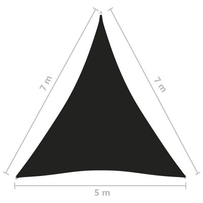 vidaXL fekete háromszögű oxford-szövet napvitorla 5 x 7 x 7 m