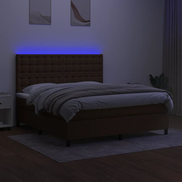 vidaXL barna sz&ouml;vet rug&oacute;s &eacute;s LED-es &aacute;gy matraccal 180 x 200 cm