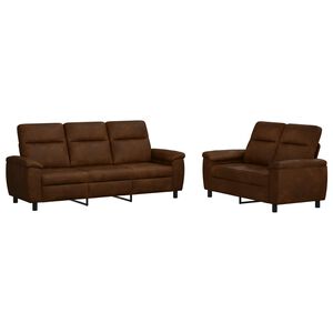 vidaXL Kanap&eacute; Szett 2 pcs Barna Műsuede Bőr