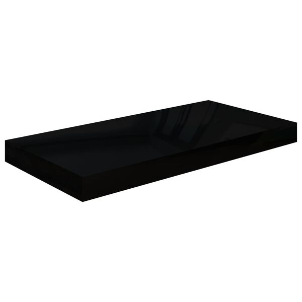 vidaXL 4 db magasfényű fekete MDF lebegő fali polc 50 x 23 x 3,8 cm