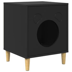 vidaXL Macska H&aacute;z Fekete 42,5 x 40 x 53 cm Szerelt Fa