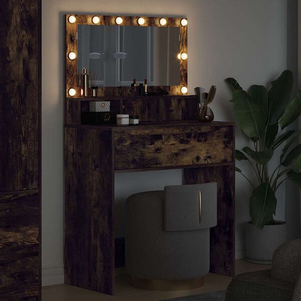 vidaXL H&aacute;l&oacute;szobai &Ouml;lt&ouml;zk&ouml;dő Asztalok F&uuml;st&ouml;lt t&ouml;lgy 80 x 39,6 x 135 cm