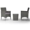 vidaXL 3 r&eacute;szes sz&uuml;rke polyrattan &eacute;s edzett &uuml;veg bisztr&oacute;szett