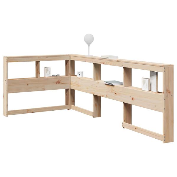 vidaXL K&ouml;nyvespolc fejt&aacute;mla L-alak&uacute; 90 cm t&ouml;m&ouml;rfa fenyőfa