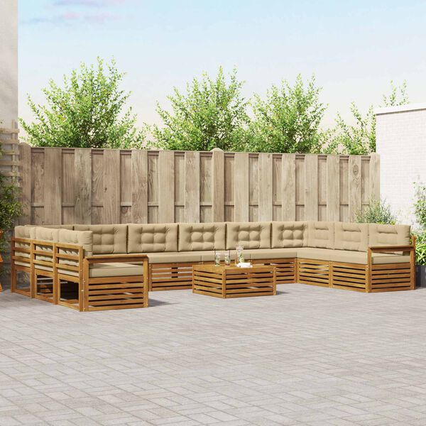 vidaXL &Uuml;lőgarnit&uacute;r&aacute;k p&aacute;rn&aacute;val 11 pcs Term&eacute;szetes &eacute;s b&eacute;zs T&ouml;m&ouml;r Ak&aacute;cfa