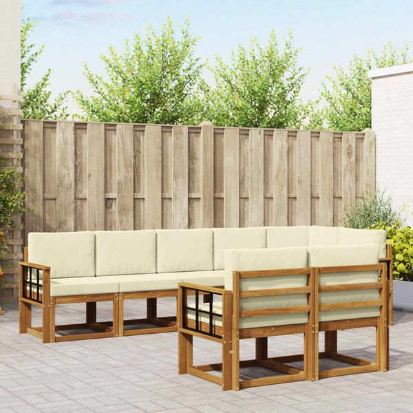 vidaXL K&uuml;lt&eacute;ri kanap&eacute; szett p&aacute;rn&aacute;val 8 pcs Term&eacute;szetes &eacute;s kr&eacute;msz&iacute;nű