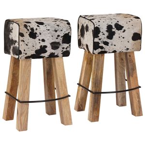 vidaXL B&aacute;rsz&eacute;k 2 db Fekete &eacute;s Feh&eacute;r 44 x 33 x 74 cm Val&oacute;di Bőr