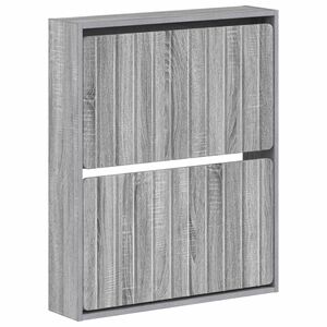 vidaXL Fali Cipőtart&oacute; ZWOLLE 71 x 17 x 86 cm Szerelt Fa Sz&uuml;rke Sonoma