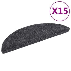 vidaXL 15 db &ouml;ntapad&oacute;s l&eacute;pcsőszőnyeg, 56 x 17 x 3 cm, s&ouml;t&eacute;tsz&uuml;rke, f&eacute;lk&ouml;r alak&uacute;