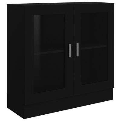 vidaXL fekete forgácslap vitrinszekrény 82,5 x 30,5 x 80 cm