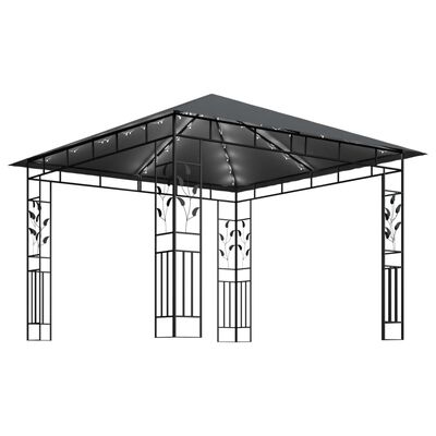 vidaXL antracit pavilon szúnyoghálóval/LED fényfüzérrel 3 x 3 x 2,73 m