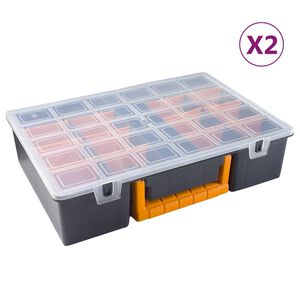 vidaXL 2 db PP szort&iacute;roz&oacute;doboz kivehető elv&aacute;laszt&oacute;kkal 360x250x85 mm