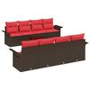 vidaXL Kerti Kanap&eacute; Szett 9 db Beige &eacute;s Piros polirattan
