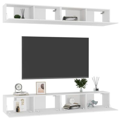 vidaXL 4 db fehér forgácslap TV-szekrény 100 x 30 x 30 cm