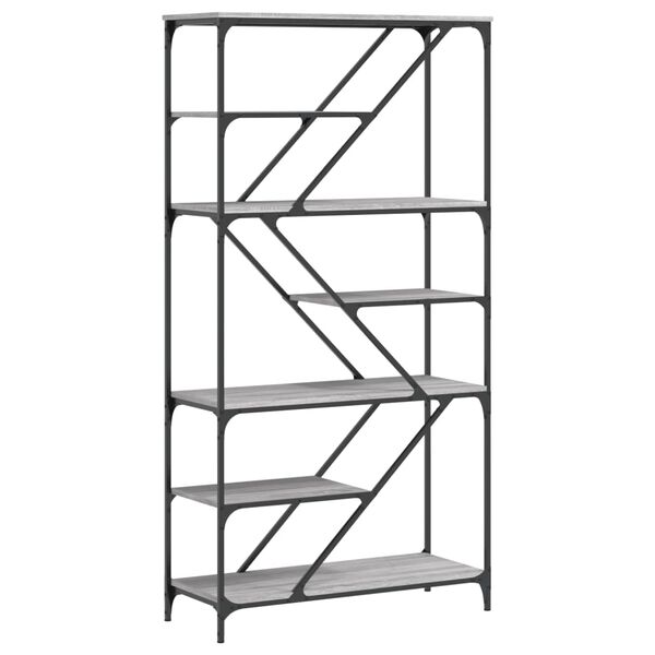 vidaXL szürke sonoma szerelt fa és acél könyvespolc 91x36x176 cm