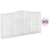 vidaXL 9 db &iacute;ves horganyzott vas gabion kos&aacute;r 400x50x200/220 cm