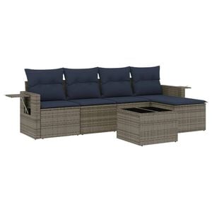 vidaXL 6 db sz&uuml;rke polyrattan kerti kanap&eacute;garnit&uacute;ra p&aacute;rn&aacute;kkal