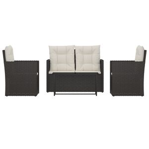 vidaXL 4 r&eacute;szes fekete polyrattan k&uuml;lt&eacute;ri &uuml;lőgarnit&uacute;ra p&aacute;rn&aacute;kkal