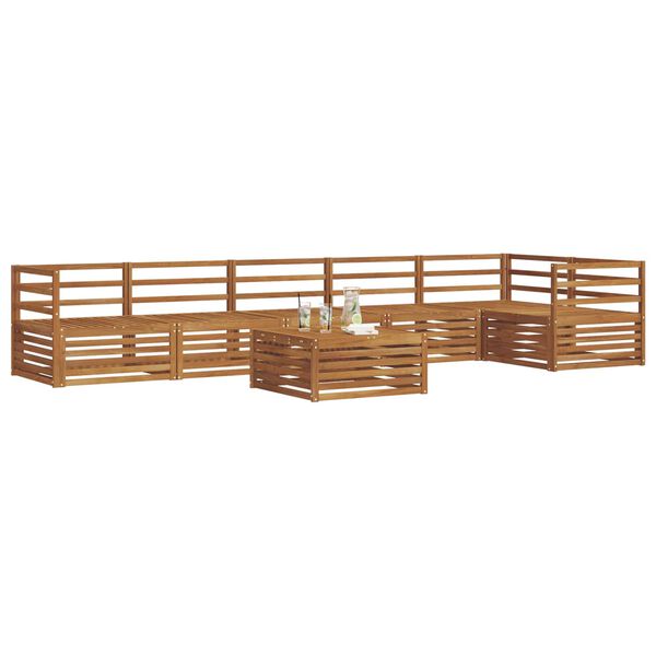 vidaXL K&uuml;lt&eacute;ri kanap&eacute; szett 7 pcs Term&eacute;szetes T&ouml;m&ouml;r Ak&aacute;cfa