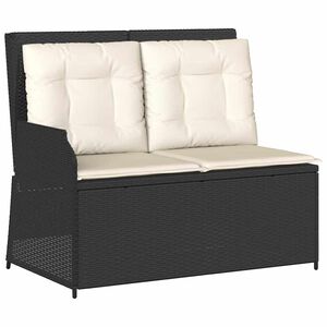 vidaXL fekete polyrattan d&ouml;nthető kerti pad p&aacute;rn&aacute;val