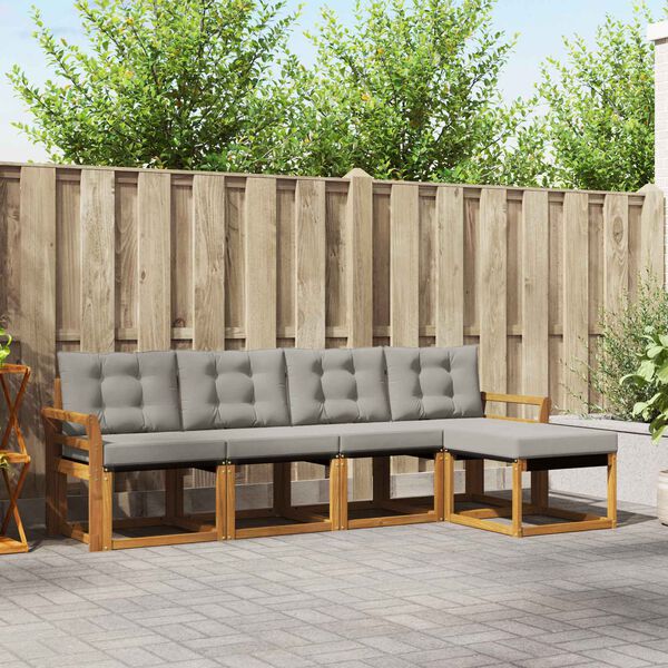 vidaXL K&uuml;lt&eacute;ri kanap&eacute; szett 5 pcs Term&eacute;szetes &eacute;s Vil&aacute;gossz&uuml;rke