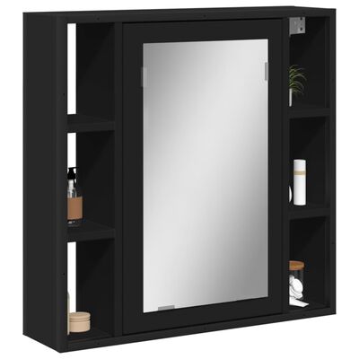 vidaXL fekete szerelt fa fürdőszobai tükör 60 x 16 x 60 cm