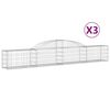 vidaXL 3 db &iacute;ves horganyzott vas gabion kos&aacute;r 300x30x40/60 cm