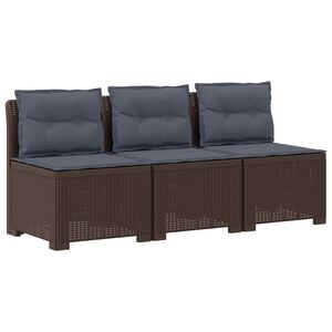 vidaXL 3-Fős Kerti Kanap&eacute; P&aacute;rn&aacute;kkal Rattan Hat&aacute;ssal PP Barna