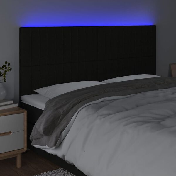 vidaXL fekete sz&ouml;vet LED-es fejt&aacute;mla 200x5x118/128 cm