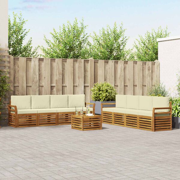 vidaXL &Uuml;lőgarnit&uacute;r&aacute;k 9 pcs Term&eacute;szetes &eacute;s kr&eacute;msz&iacute;nű T&ouml;m&ouml;r Ak&aacute;cfa