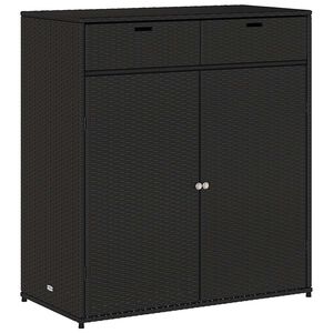 vidaXL fekete polyrattan kerti t&aacute;rol&oacute;szekr&eacute;ny 105 x 55 x 113 cm