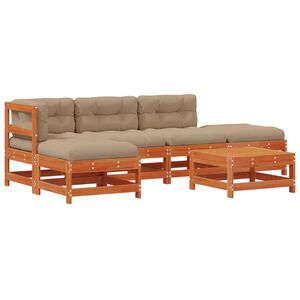 vidaXL Kerti lounge szett 5 pcs Viaszbarna T&ouml;m&ouml;r fenyő