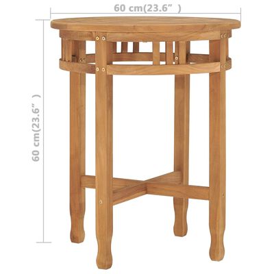 vidaXL tömör tíkfa bisztróasztal Ø60 x 60 cm