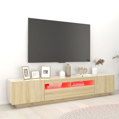 vidaXL sonoma-tölgy színű TV-szekrény LED-lámpákkal 200 x 35 x 40 cm