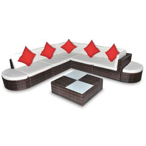 vidaXL 8 r&eacute;szes barna polyrattan kerti &uuml;lőgarnit&uacute;ra p&aacute;rn&aacute;kkal