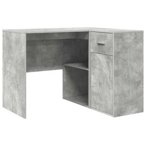 vidaXL Sarok&iacute;r&oacute;asztal fi&oacute;kkal polcokkal Beton Sz&uuml;rke 102 x 88 x 75 cm
