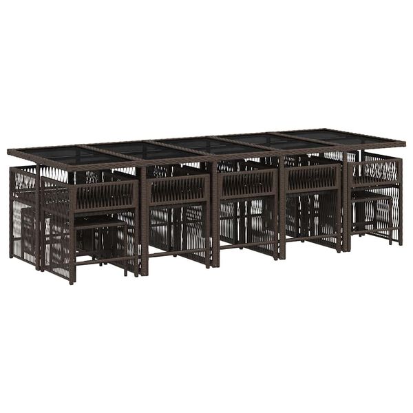 vidaXL 15 r&eacute;szes barna polyrattan kerti &uuml;lőgarnit&uacute;ra p&aacute;rn&aacute;kkal