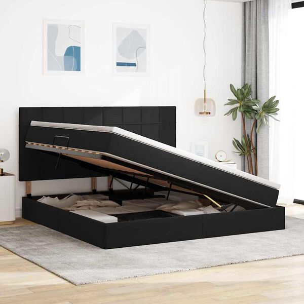 vidaXL &Aacute;gy t&aacute;rol&oacute;val &eacute;s matraccal Fekete 200 x 200 cm B&aacute;rsony