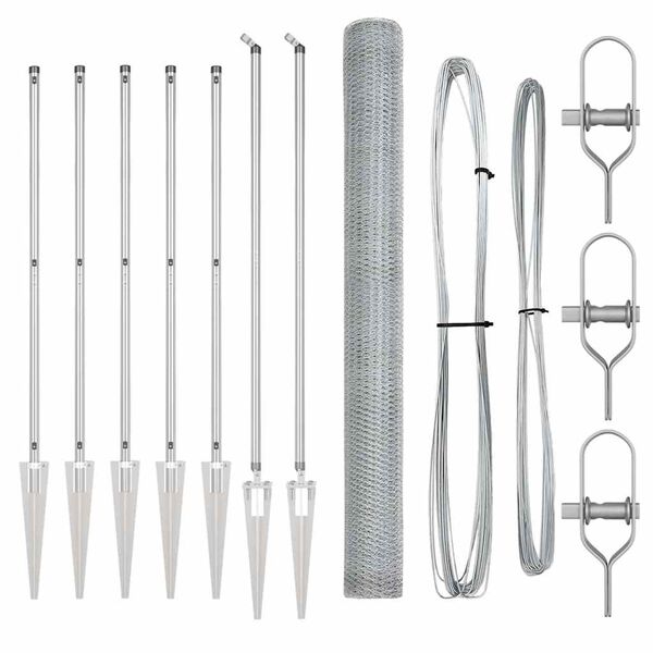 vidaXL Ker&iacute;t&eacute;soszlop Ez&uuml;st 10 x 1,6 m (13 mm-es h&aacute;l&oacute;) Ac&eacute;l